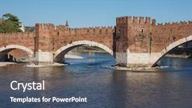  Presentation with cable stayed bridge over river - Amazing presentation theme having ponte di castelvecchio meaning old backdrop and a ocean colored foreground