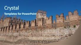  Presentation with cable stayed bridge over river - Colorful PPT theme enhanced with ponte di castelvecchio meaning old backdrop and a ocean colored foreground