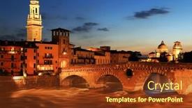  Presentation with night - PPT theme enhanced with ponte-pietra-and-the-river background and a tawny brown colored foreground