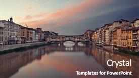  Presentation with cable stayed bridge over river - Slide set enhanced with ponte vecchio over arno river background and a  colored foreground