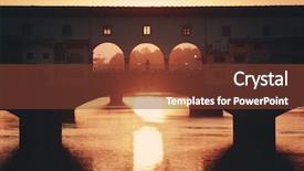  Presentation with cable stayed bridge over river - PPT theme with ponte vecchio over arno river background and a  colored foreground