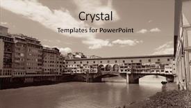  Presentation with cable stayed bridge over river - Presentation theme enhanced with ponte vecchio over arno river background and a  colored foreground
