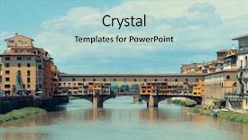  Presentation with cable stayed bridge over river - Beautiful theme featuring ponte vecchio over arno river backdrop and a  colored foreground