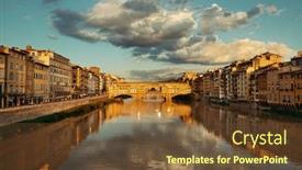  Presentation with river - Audience pleasing theme consisting of ponte-vecchio-over-arno-river backdrop and a tawny brown colored foreground