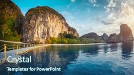  Presentation with calm sea - Presentation theme having powtoon - calm bay and bridge leading background and a ocean colored foreground