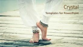  Presentation with feet - Slides enhanced with powtoon - closeup of barefoot woman feet background and a sky blue colored foreground