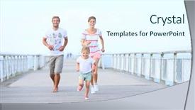  Presentation with girl running on the beach clouds - Slide deck enhanced with powtoon - little girl with parents running background and a  colored foreground