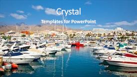  Presentation with club - Cool new PPT layouts with pontoon boat - canary charter yacht club backdrop and a teal colored foreground