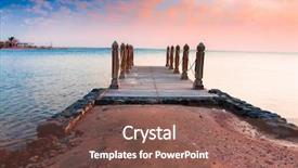  Presentation with horizon - Slide set with pontoon boat - horizon landscape beach background and a violet colored foreground