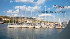  Presentation with black sea - Colorful slide set enhanced with yacht club in balchik on the black sea coast bulgaria backdrop and a light blue colored foreground