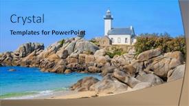  Presentation with rocky ocean coast - Slides enhanced with pontusval-lighthouse-atlantic-ocean-coast background and a  colored foreground