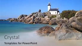  Presentation with lighthouse - PPT theme featuring pontusval-lighthouse-brignogan-finistere-france background and a light blue colored foreground