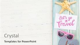  Presentation with space travel - Presentation design with pool-and-beach-items background and a white colored foreground