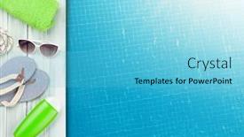  Presentation with space travel - Presentation design with pool-and-beach-items background and a light blue colored foreground
