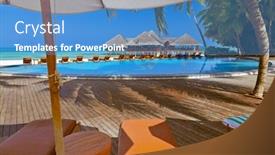  Presentation with maldives - Slide deck having pool-and-cafe-on-maldives background and a teal colored foreground