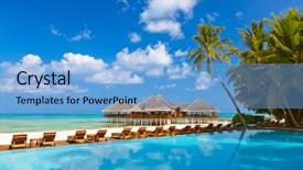  Presentation with cafe - Slide deck enhanced with pool and cafe on maldives background and a light blue colored foreground