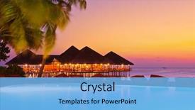  Presentation with travel cafe - Presentation design enhanced with pool and cafe on tropical background and a light blue colored foreground