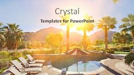  Presentation with area - PPT theme enhanced with pool-area-in-luxurious-house background and a blonde colored foreground
