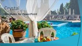  Presentation with luxury hotel - Audience pleasing slide deck consisting of pool-area-of-a-luxury backdrop and a light blue colored foreground