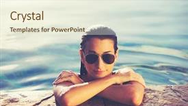  Presentation with luxury lifestyle - PPT theme enhanced with pool at sunset luxury resort background and a cream colored foreground