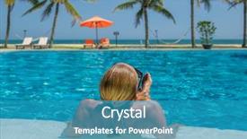  Presentation with water woman swimming underwater - Amazing slides having pool at the tropical resort backdrop and a  colored foreground