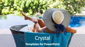  Presentation with water woman swimming underwater - Presentation featuring pool at the tropical resort background and a  colored foreground