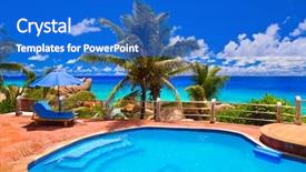  Presentation with vacation - Amazing theme having pool at tropical beach - vacation backdrop and a cobalt blue colored foreground