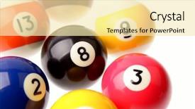  Presentation with billiard - Colorful theme enhanced with pool balls over white background backdrop and a blonde colored foreground
