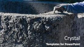  Presentation with concrete construction - Beautiful slide set featuring pool-construction-worker-working backdrop and a dark gray colored foreground
