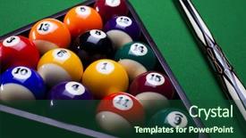  Presentation with game - Slide set consisting of pool game balls background and a forest green colored foreground
