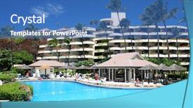  Presentation with tropical wedding anniversary - Audience pleasing presentation theme consisting of pool in a tropical resort backdrop and a teal colored foreground