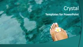  Presentation with natural spa resort - Slide set with pool in bali luxury resort background and a ocean colored foreground