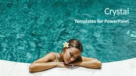  Presentation with luxury resort - Cool new slide deck with pool in bali luxury resort backdrop and a ocean colored foreground