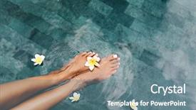  Presentation with natural spa resort - PPT theme with pool in bali luxury resort background and a ocean colored foreground