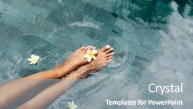  Presentation with luxury lifestyle - Presentation theme featuring pool in bali luxury resort background and a gray colored foreground