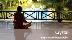 Presentation with lotus - Presentation theme with pool in the spa resort background and a gray colored foreground