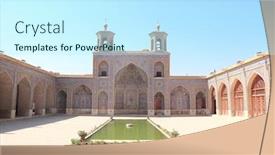  Presentation with mosque iran - Audience pleasing PPT theme consisting of pool in traditional courtyard of the nasir al-mulk mosque pink mosque in shiraz iran backdrop and a cool aqua colored foreground