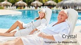  Presentation with senior spa - Presentation theme with pool of the spa background and a lemonade colored foreground