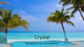 Presentation with tropical beach party - Audience pleasing presentation consisting of pool on a tropical beach backdrop and a light blue colored foreground