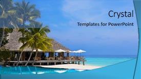  Presentation with cafe tropical - Slides consisting of pool on a tropical beach background and a light blue colored foreground