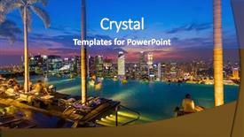 Presentation with architecture city - Beautiful slide deck featuring pool on roof and singapore backdrop and a cobalt blue colored foreground