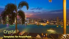  Presentation with architecture city - Beautiful theme featuring pool on roof and singapore city skyline - architecture and travel background backdrop and a tawny brown colored foreground