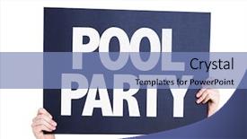 Presentation with invitation party - PPT theme consisting of pool party card isolated background and a teal colored foreground