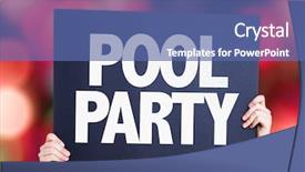  Presentation with party invitation - Audience pleasing slide deck consisting of pool party card with bokeh backdrop and a ocean colored foreground