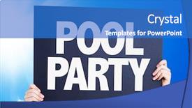  Presentation with invitation party - Amazing PPT theme having pool party card backdrop and a teal colored foreground