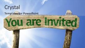  Presentation with party invitation - PPT layouts featuring pool party invitation - you are invited wooden sign background and a light blue colored foreground