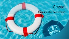  Presentation with crisis management - Beautiful slides featuring pool photo icon for rescue backdrop and a teal colored foreground