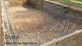  Presentation with swimming pool - Amazing slide deck having pool steel rebar framing construction backdrop and a coral colored foreground