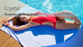  Presentation with sun - Beautiful PPT theme featuring pool sun laying backdrop and a light blue colored foreground