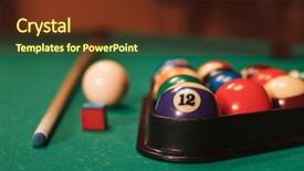  Presentation with billiard - Audience pleasing PPT theme consisting of pool table - billiard balls near by cue backdrop and a tawny brown colored foreground